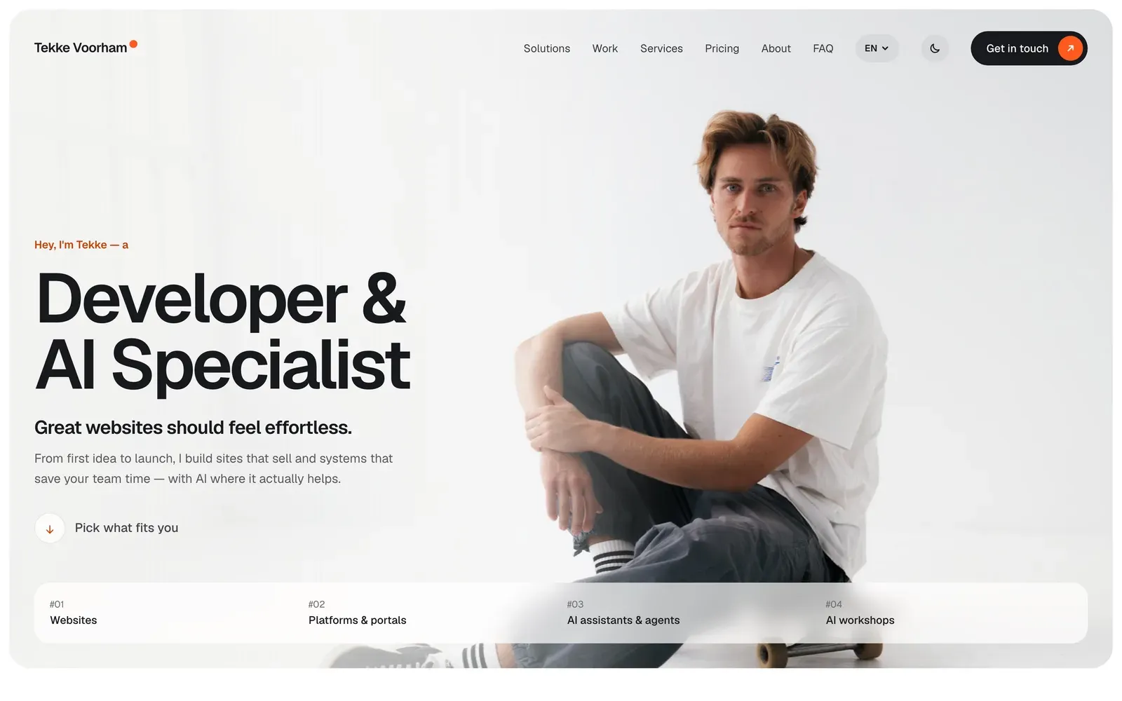 dev.tekkevoorham.com — first screen